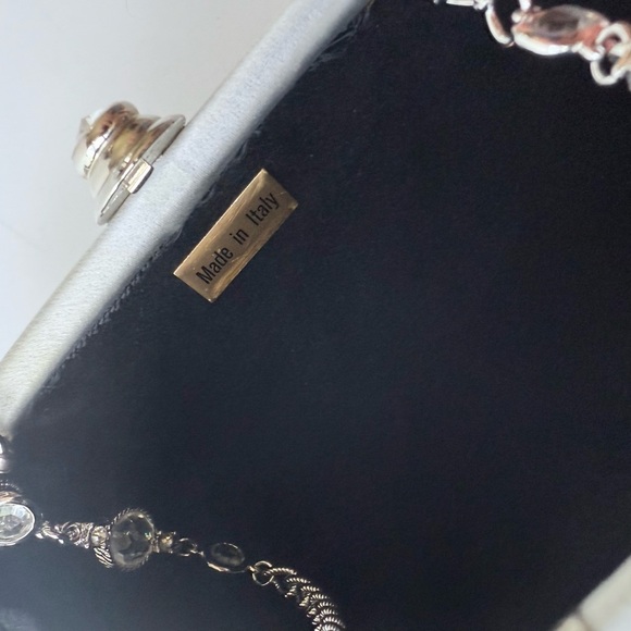Vintage St. John Silver Satin Sequin Paillette Convertible Clutch Evening Bag